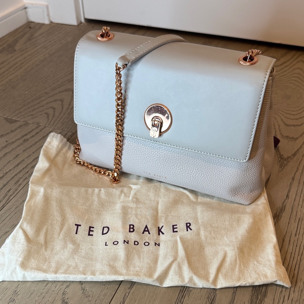 Ted Baker London Light Gray Leather Purse with Rose Gold Hardware Bag